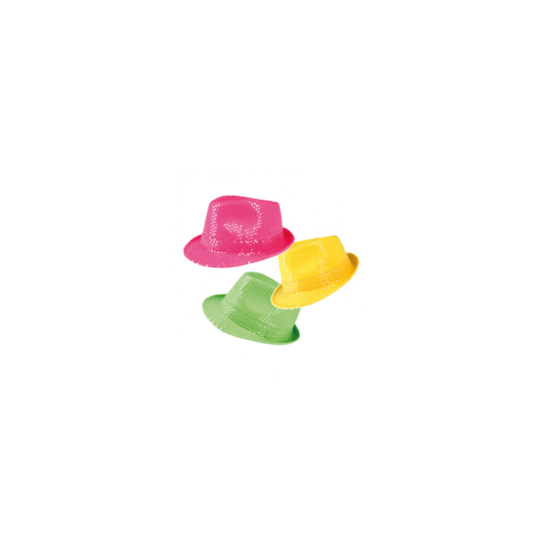 Chapeau à sequins fluo (diff. couleurs possibles) - Taille adulte