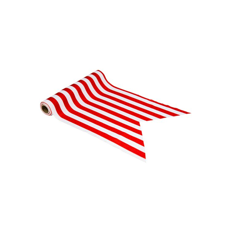 Chemin de table rayé rouge et blanc tissu 28cm x 5m