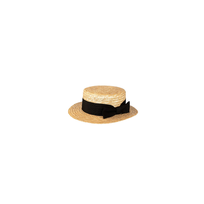 Chapeau Canotier en paille avec ruban noir