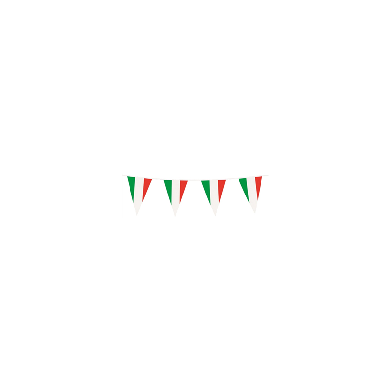 Guirlande drapeaux Italie 10 fanions pavillon 20 x 30cm - papier Long. 420cm
