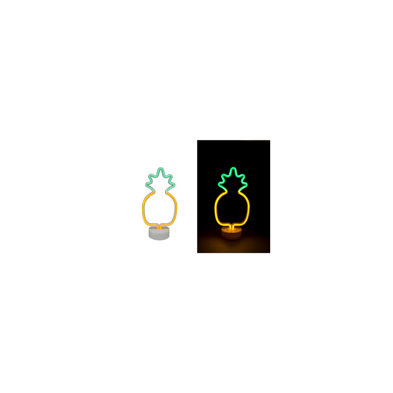 Ananas néon vert et jaune 16 x 33 cm (sur piles AAx2 non incluses)