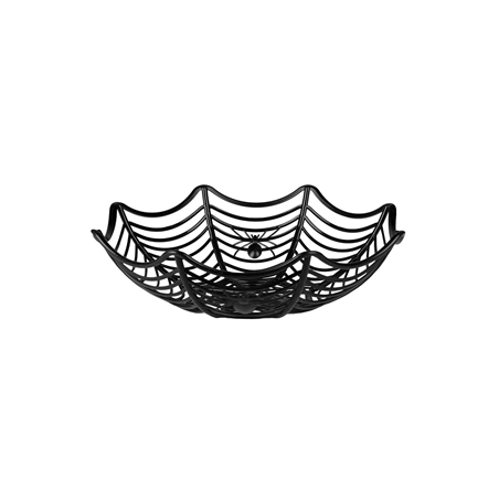 Panier forme de toile d'araignée noir PVC - Diam. 27cm Panier forme de toile d'araignée noir PVC - Diam. 27cm