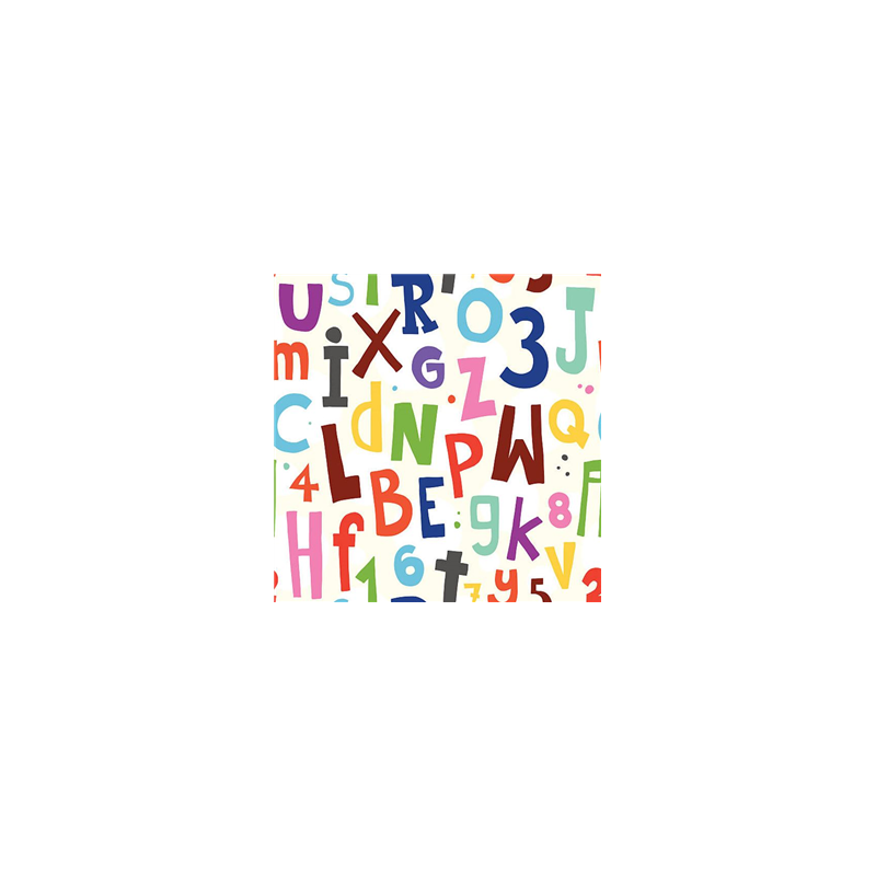 Tissu Alphabet coton - Larg. 140cm (vendu au mètre)