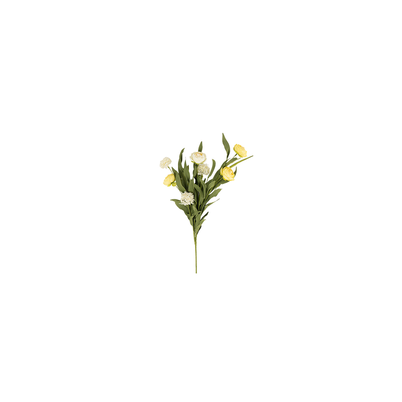 Bouquet de fleurs bucolique jaune et vert - Haut. 51cm