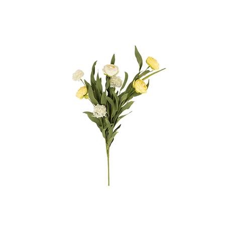 Bouquet de fleurs bucolique jaune et vert - Haut. 51cm