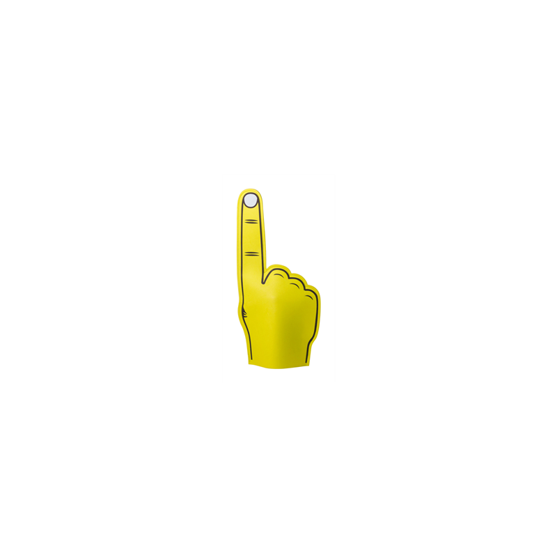 Main de supporter jaune en mousse - Haut. 50cm