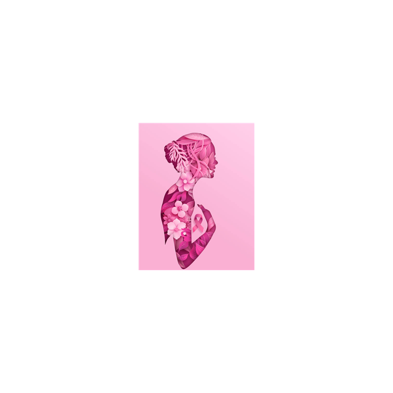Visuel imprimé Octobre Rose Silhouette Fleurs 20 x 30 cm sur bristol