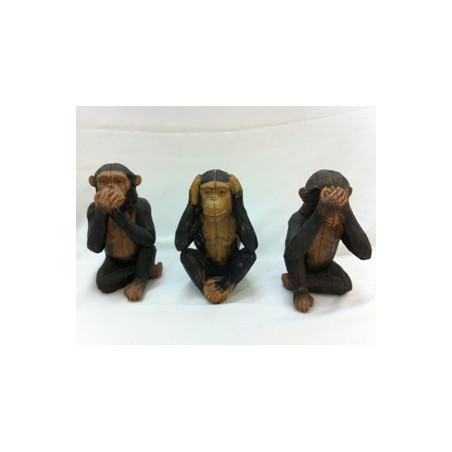 3 singes africains en résine