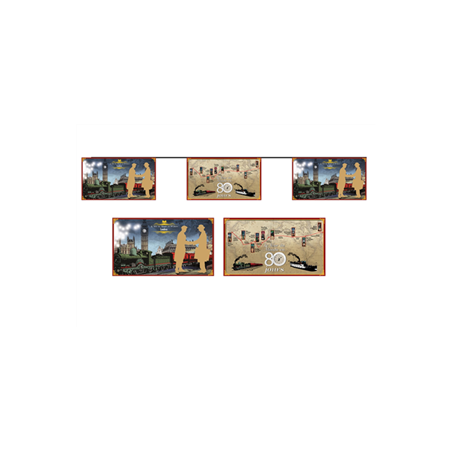 Guirlande Tour du Monde en 80 jours 10 fanions 17 x 30cm - papier Long. 520cm Guirlande Tour du Monde en 80 jours 10 fanions 17 x 30cm - papier Long. 520cm
