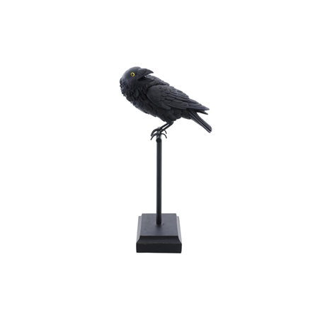 Corbeau noir résine sur support 15 x 21 x 44cm Corbeau noir résine sur support 15 x 21 x 44cm