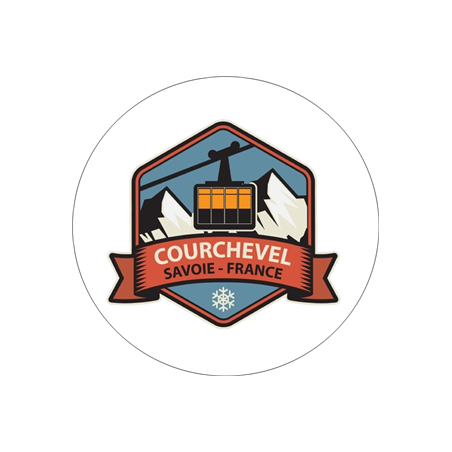 Badge métallique COURCHEVEL SAVOIE - Diam 65mm Badge métallique COURCHEVEL SAVOIE - Diam 65mm