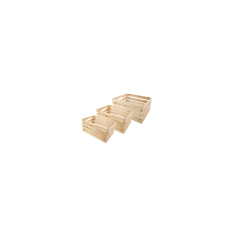 Caisses en bois naturel - Lot de 3 modèles gigognes - 42x30x20 cm (GM)