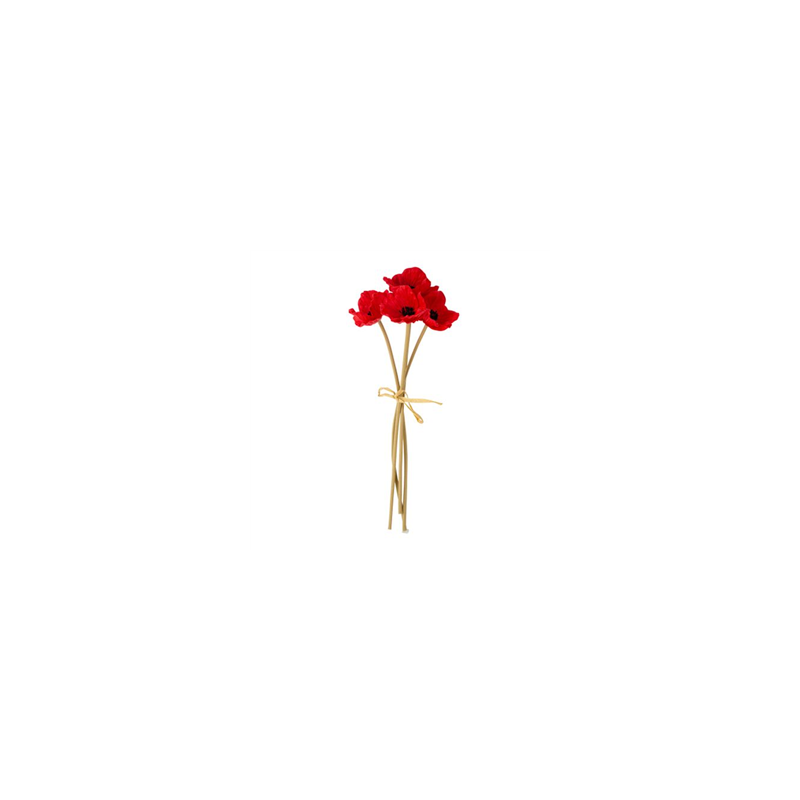 Bouquet de 4 Coquelicots rouges - Haut. 35cm