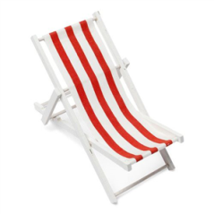 Transat bois et tissu rayé rouge et blanc 10 x 21cm - RUPTURE FOURNISSEUR