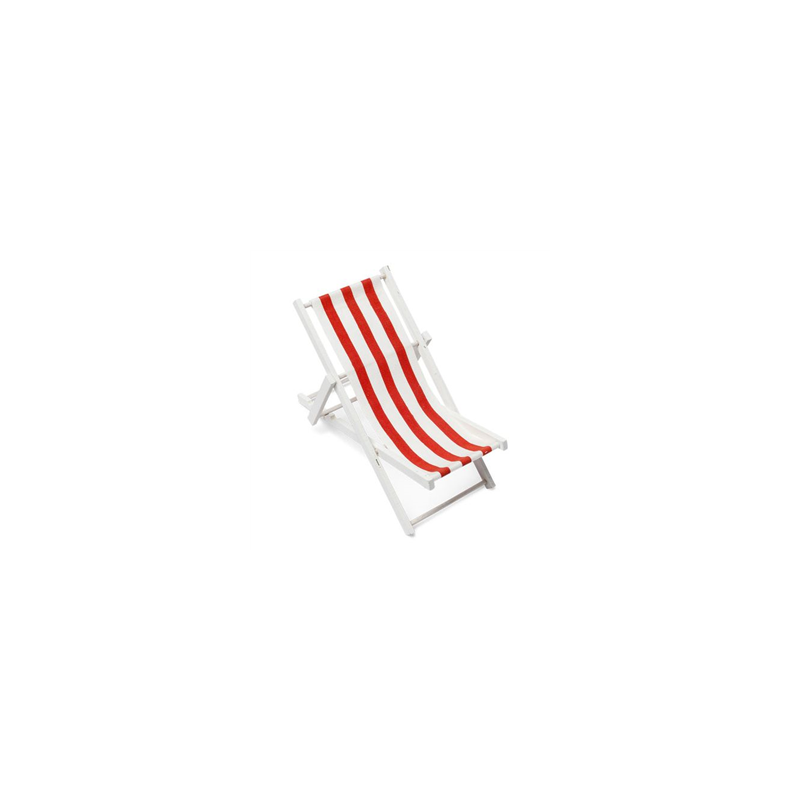 Transat bois et tissu rayé rouge et blanc 10 x 21cm - RUPTURE FOURNISSEUR