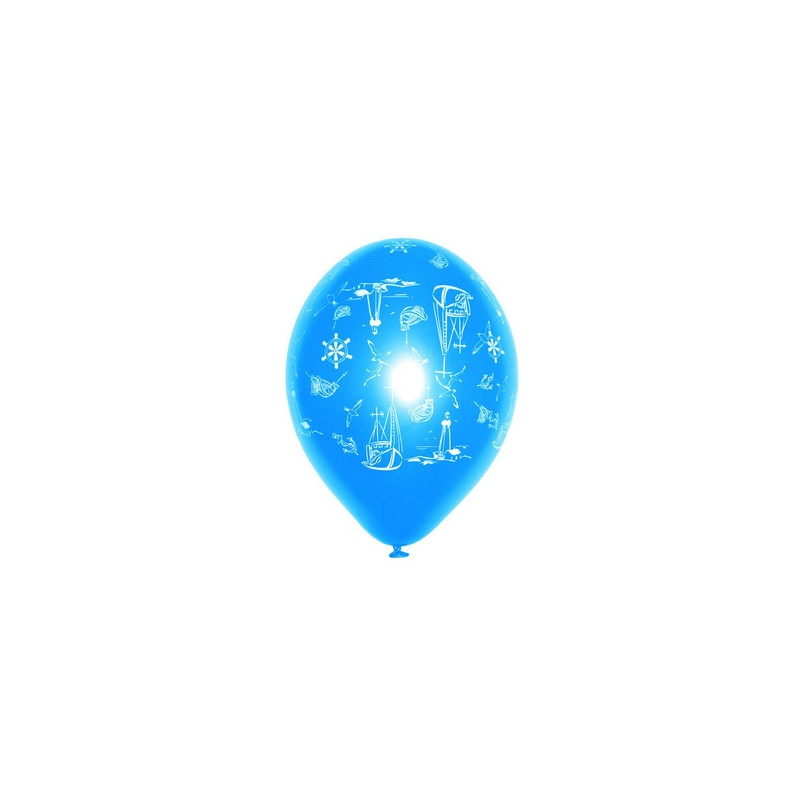 Ballon bleu motif mer x8 - Diam. 29cm