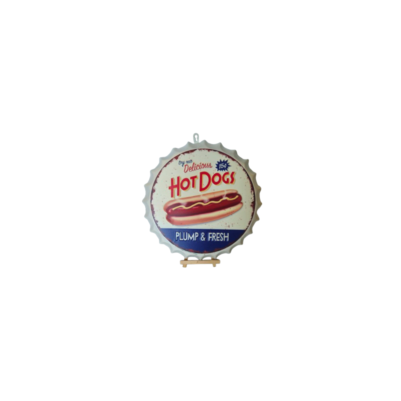 Plaque HOT DOG en métal - Diam 34cm