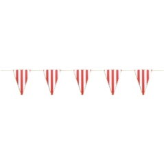 Guirlande rayée rouge et blanc 12 fanions 15 x 10cm - papier Long. 300cm