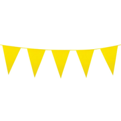 Guirlande de fanions jaunes 14 x 10cm - plastique Long. 3m