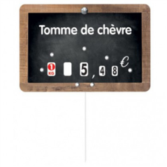 Étiquette de prix tomme de chèvre 12 x 8cm à roulettes