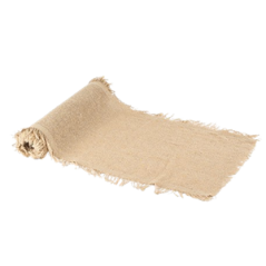 Chemin de table effiloché façon chanvre sable 30cm x 3m