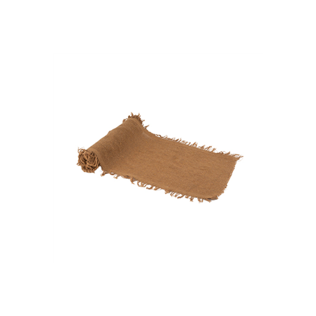 Chemin de table effiloché façon chanvre camel 30cm x 3m