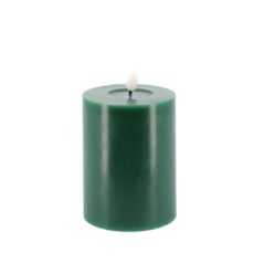 Bougie LED cylindrique en cire vert glossy 7x10cm (2 Piles AA non incluses)