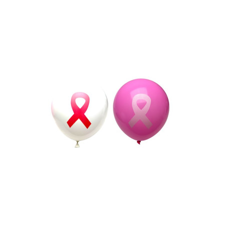 12 Ballons latex 30 cm OCTOBRE ROSE 2 coloris assortis