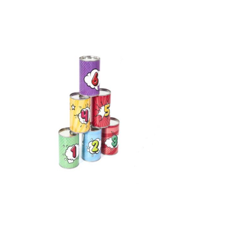 Chamboule tout 6 boites et 3 lanceurs - 10 x 6.5cm (taille d'1 boite)