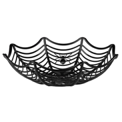 Panier forme de toile d'araignée noir PVC - Diam. 27cm