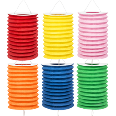 Lot de 12 lanternes cylindriques papier (coloris assortis) - Haut. 32cm Diam. 13