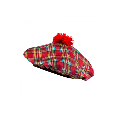 Béret écossais rouge - tissu - hauteur 15 cm diam 30 cm