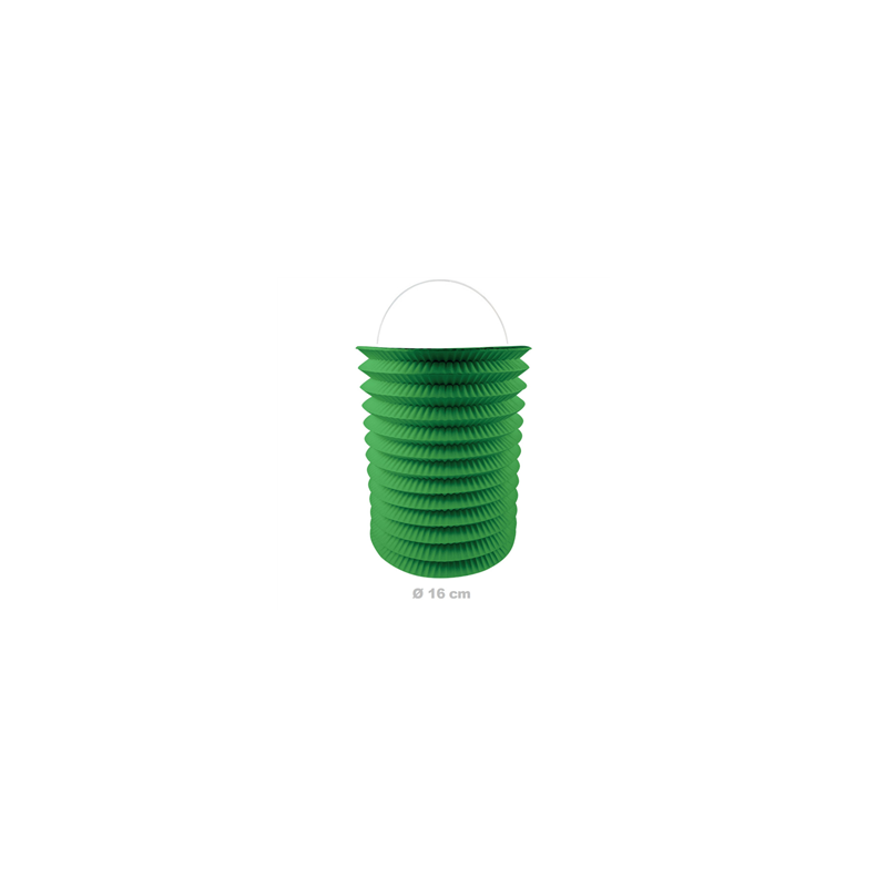 Lampion cylindrique vert papier - Diam. 16cm