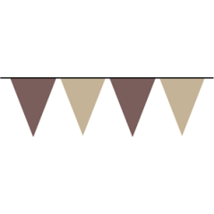 Guirlande bicolore taupe et beige 10 fanions 20 x 30cm - papier Long. 420cm