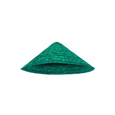 Chapeau conique en paille tressée vert - Taille adulte