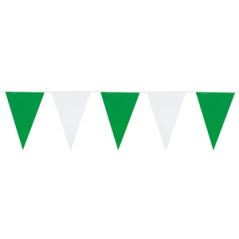 Guirlande de fanions vert et blanc 30 x 20cm - plastique Long. 10m