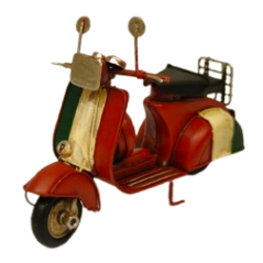 Scooter Vert / Blanc / Rouge en métal - 17 x 12 x 5cm