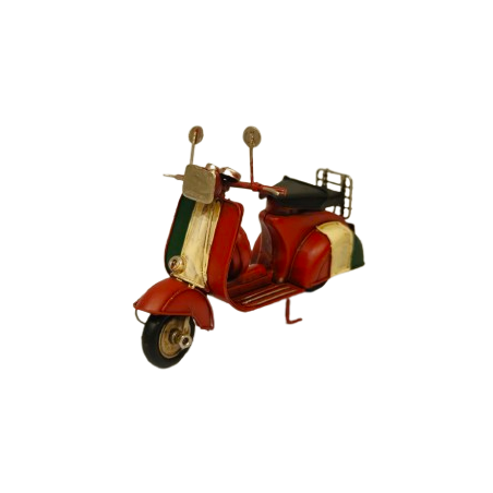 Scooter Vert / Blanc / Rouge en métal - 17 x 12 x 5cm