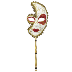 Masque Comédia Del Arte Venise sur baton 55 x 13 x 7 cm