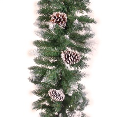 Guirlande de sapin enneigée avec pommes de pin - Diam. 30cm Long. 270cm