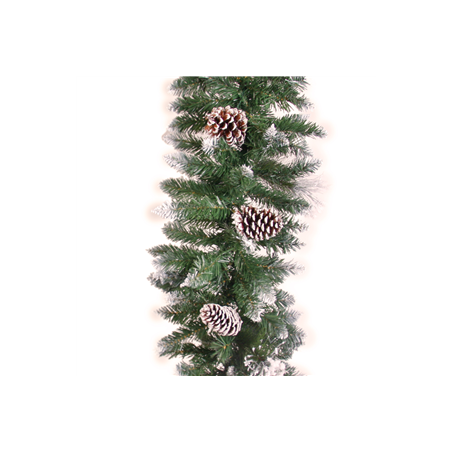 Guirlande de sapin enneigée avec pommes de pin - Diam. 30cm Long. 270cm