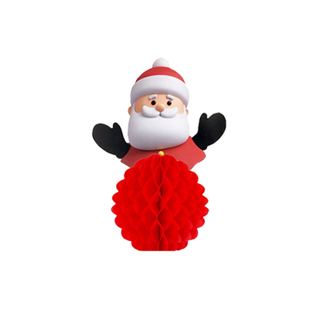 Père Noël en papier alveolé rouge et blanc - 25 cm