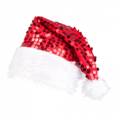 Bonnet de père noël - feutre sequins - taille adulte - Haut. 38cm Diam. 18cm
