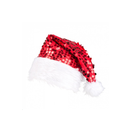 Bonnet de père noël - feutre sequins - taille adulte - Haut. 38cm Diam. 18cm