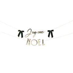 Guirlande Joyeux Noël en papier or avec nœuds vert - Long. 180cm
