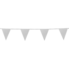 Guirlande fanions 20 x 16cm scintillants argents - carton Long. 6m