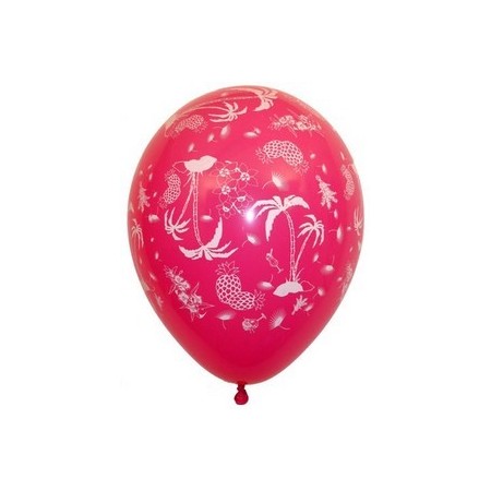 Ballon multicolore motif tropical x8 - Diam. 29cm