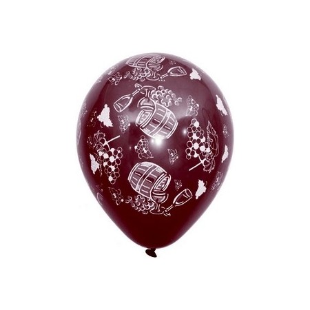 Ballons multicolores motif " Vin nouveau"  pochette de 8 - Diam. 29cm
