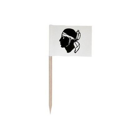 Drapeaux mini  Corse x 144 -papier-3.5 x 2.5 cm (pic en bois de 6.5 cm)