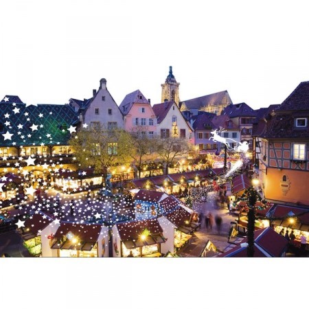 Panoramique Marché de Noel Place de village 80 x 53 cm PVC M1*